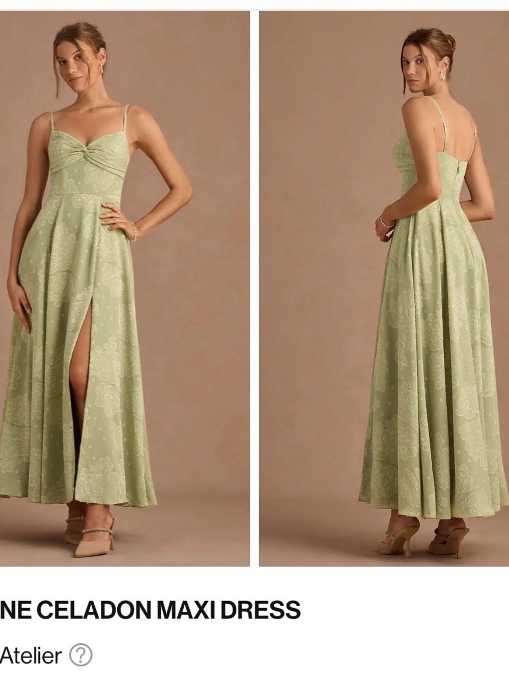 Azazie Sage Green Spaghetti Strap Midi Dress